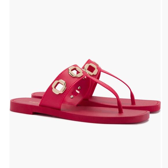 Larroude Red Jelly Thong Milan Sandals Size 8/9 - Picture 7 of 8
